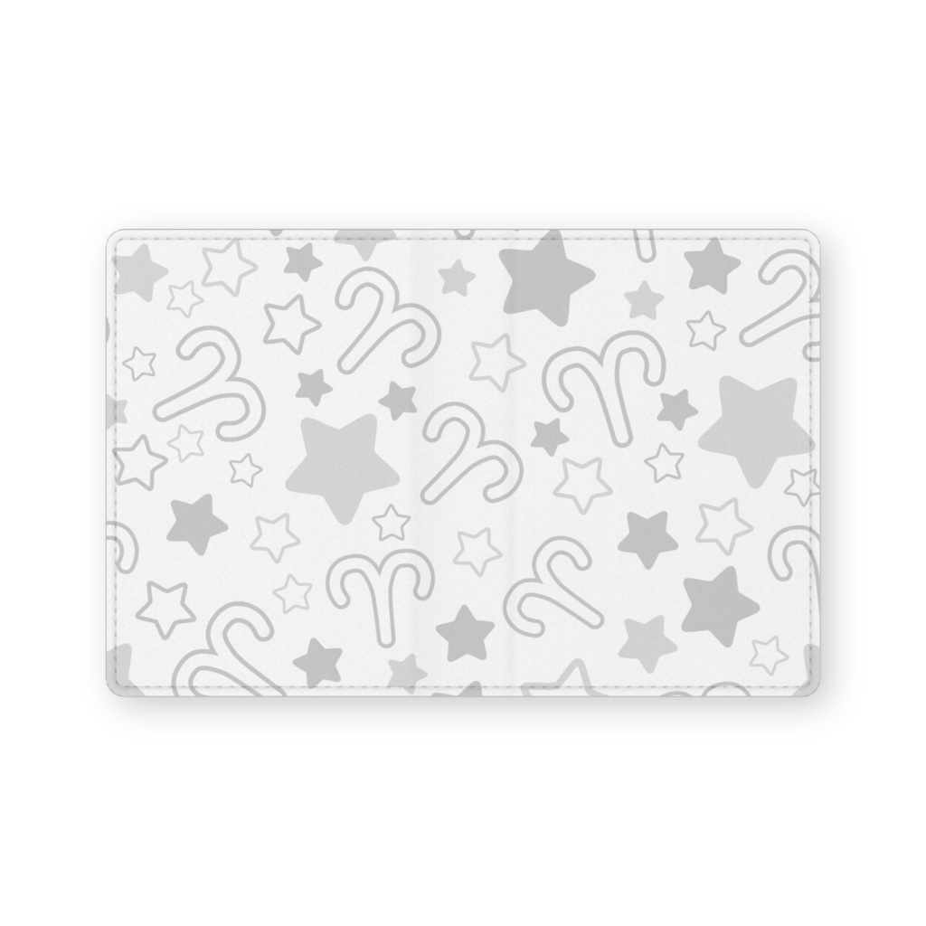 白色のおひつじ座のレザー製名刺入れ