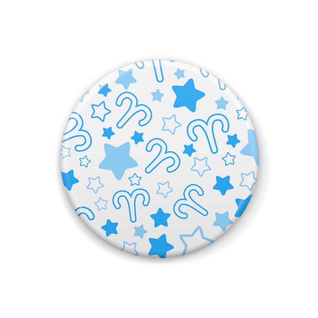 青色のおひつじ座の缶バッジ