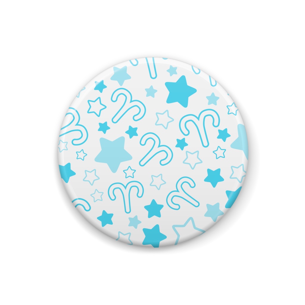 水色のおひつじ座の缶バッジ