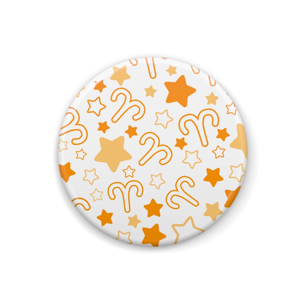 オレンジ色のおひつじ座の缶バッジ