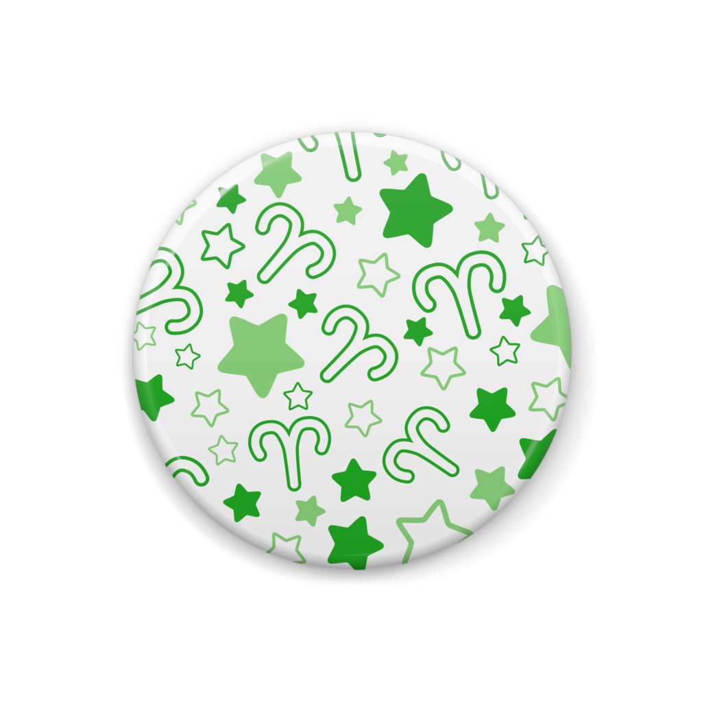 緑色のおひつじ座の缶バッジ