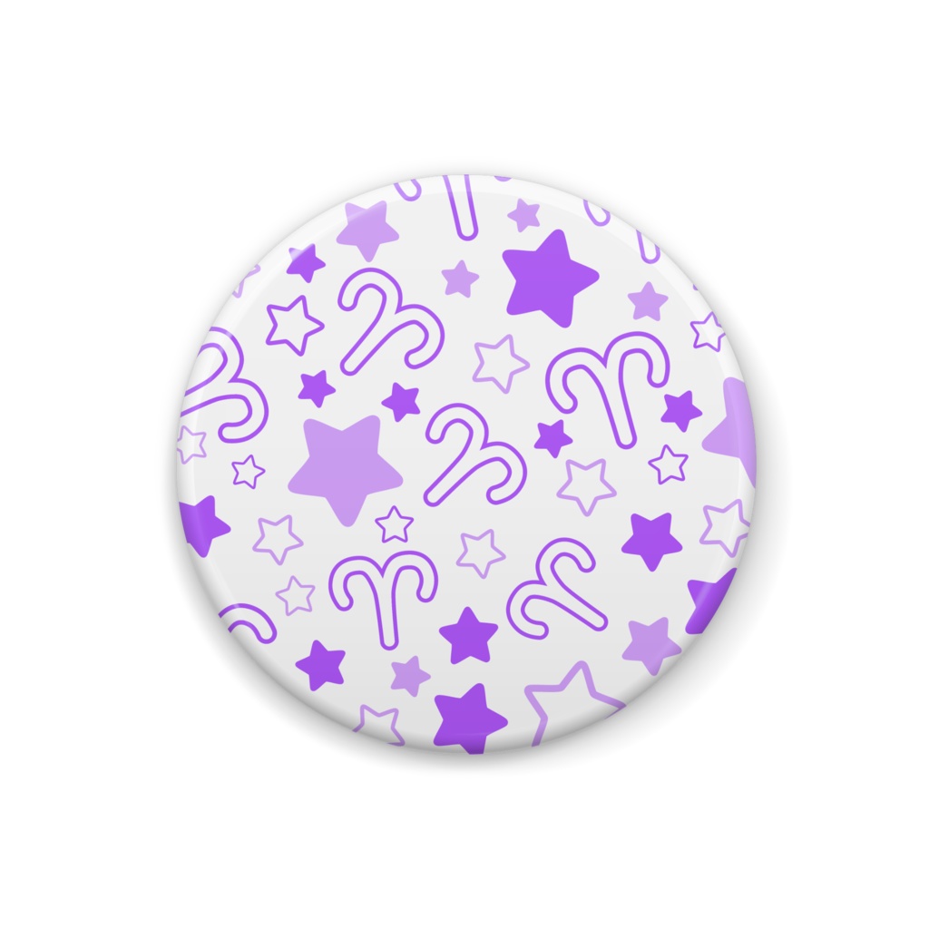 紫色のおひつじ座の缶バッジ