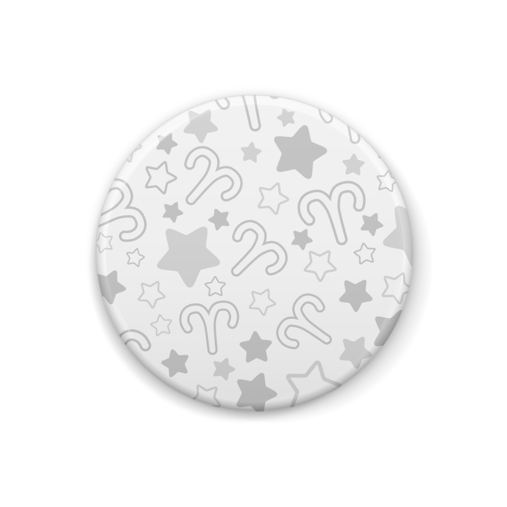 白色のおひつじ座の缶バッジ