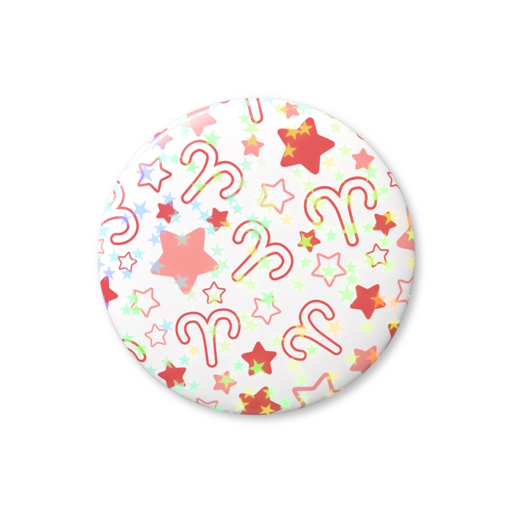 赤色のおひつじ座のホログラム缶バッジ