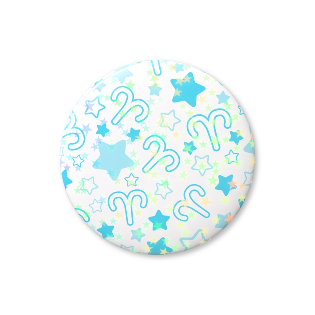 水色のおひつじ座のホログラム缶バッジ