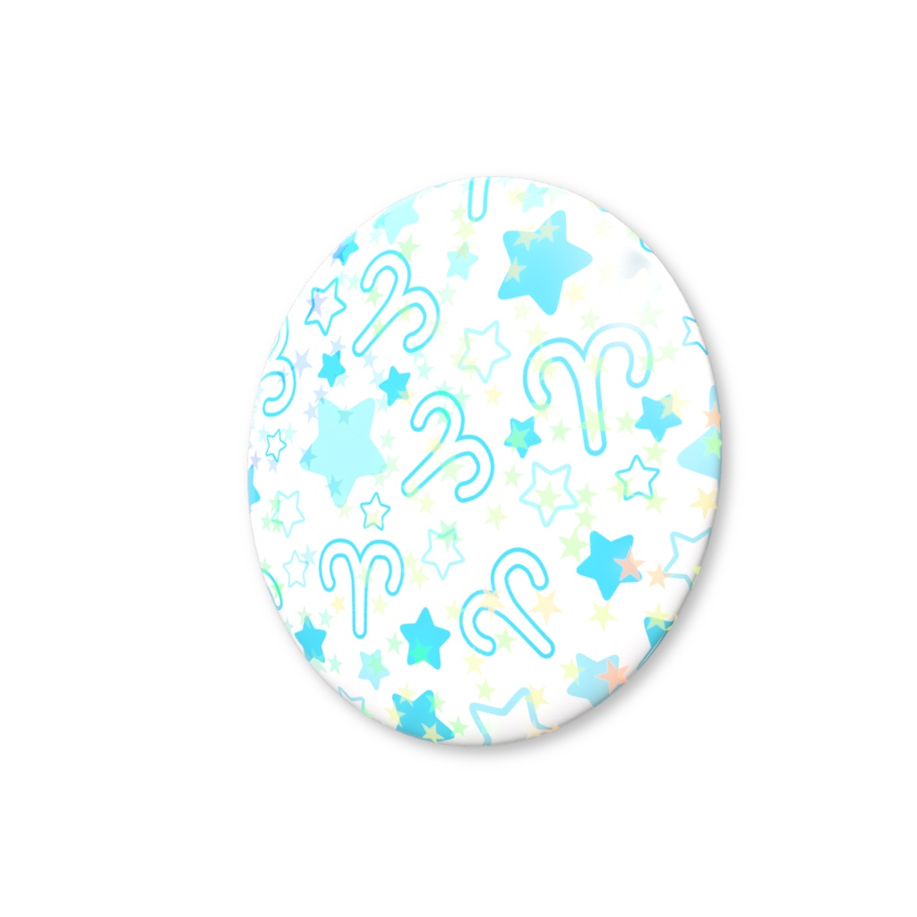水色のおひつじ座のホログラム缶バッジ