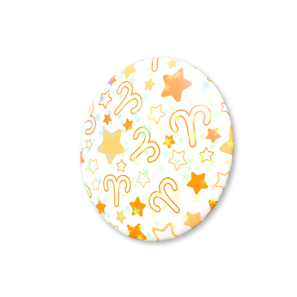 オレンジ色のおひつじ座のホログラム缶バッジ
