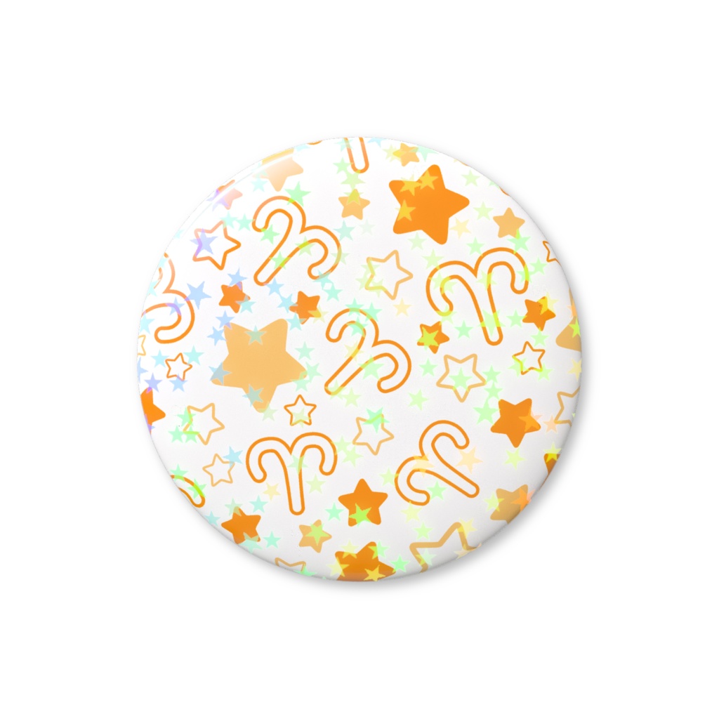 オレンジ色のおひつじ座のホログラム缶バッジ