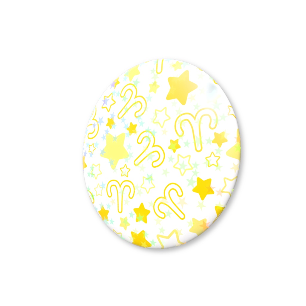黄色のおひつじ座のホログラム缶バッジ