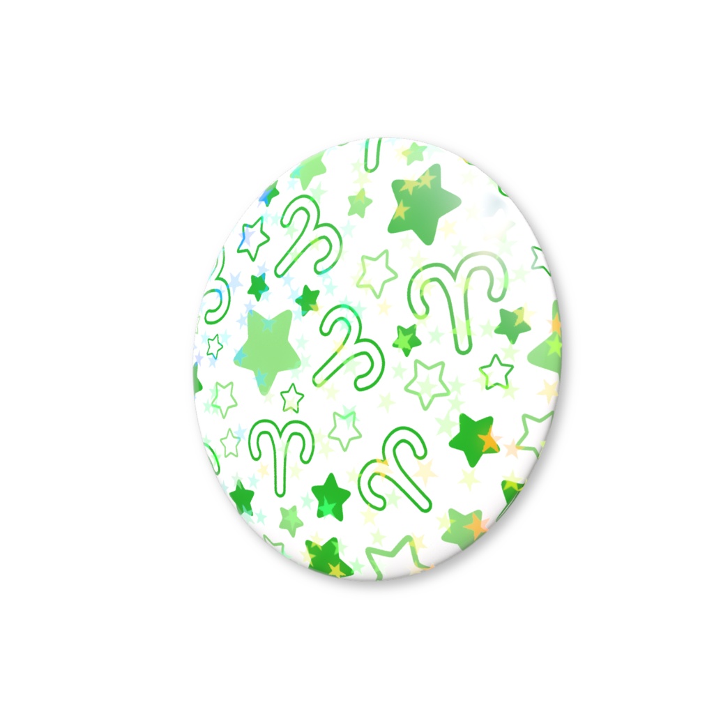 緑色のおひつじ座のホログラム缶バッジ