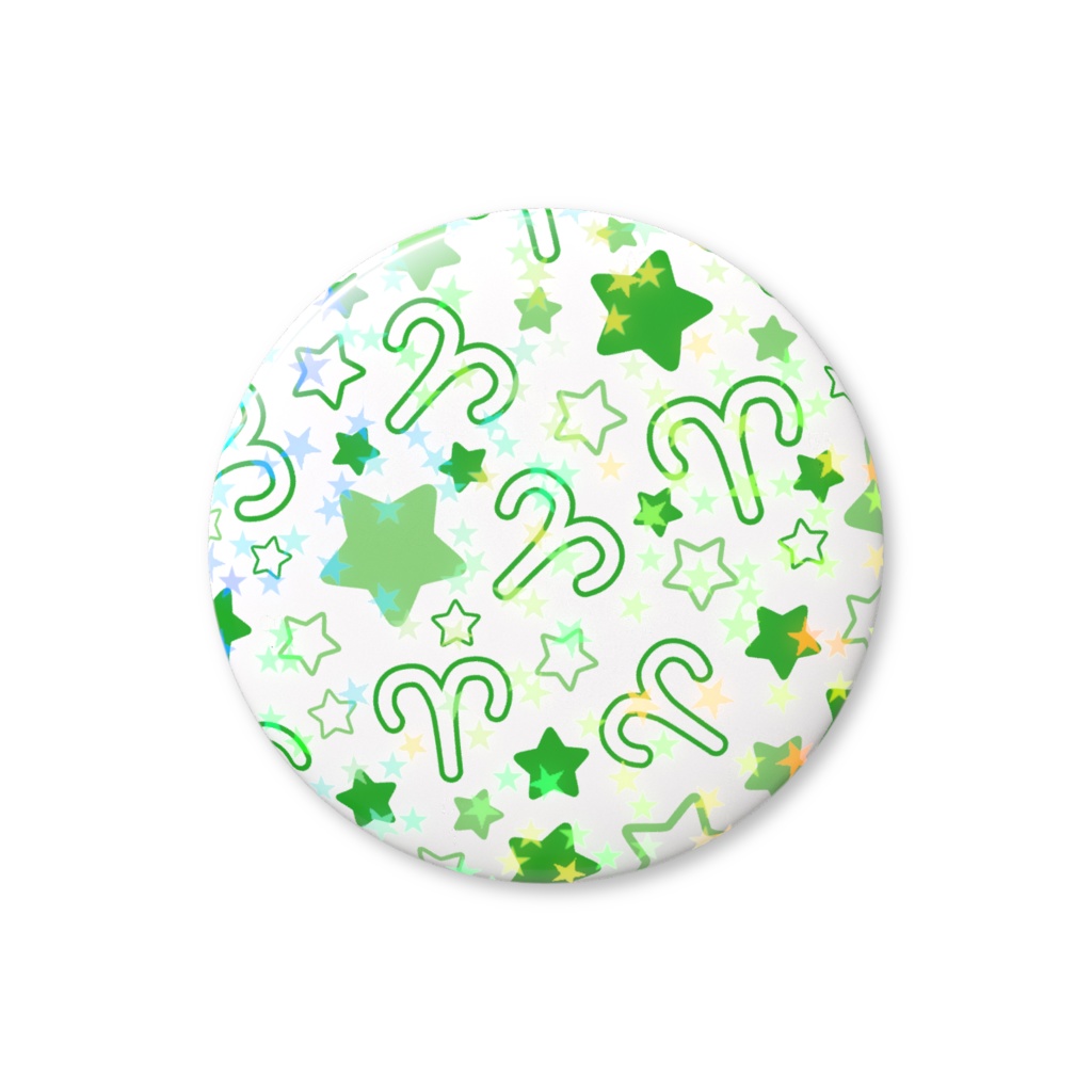 緑色のおひつじ座のホログラム缶バッジ
