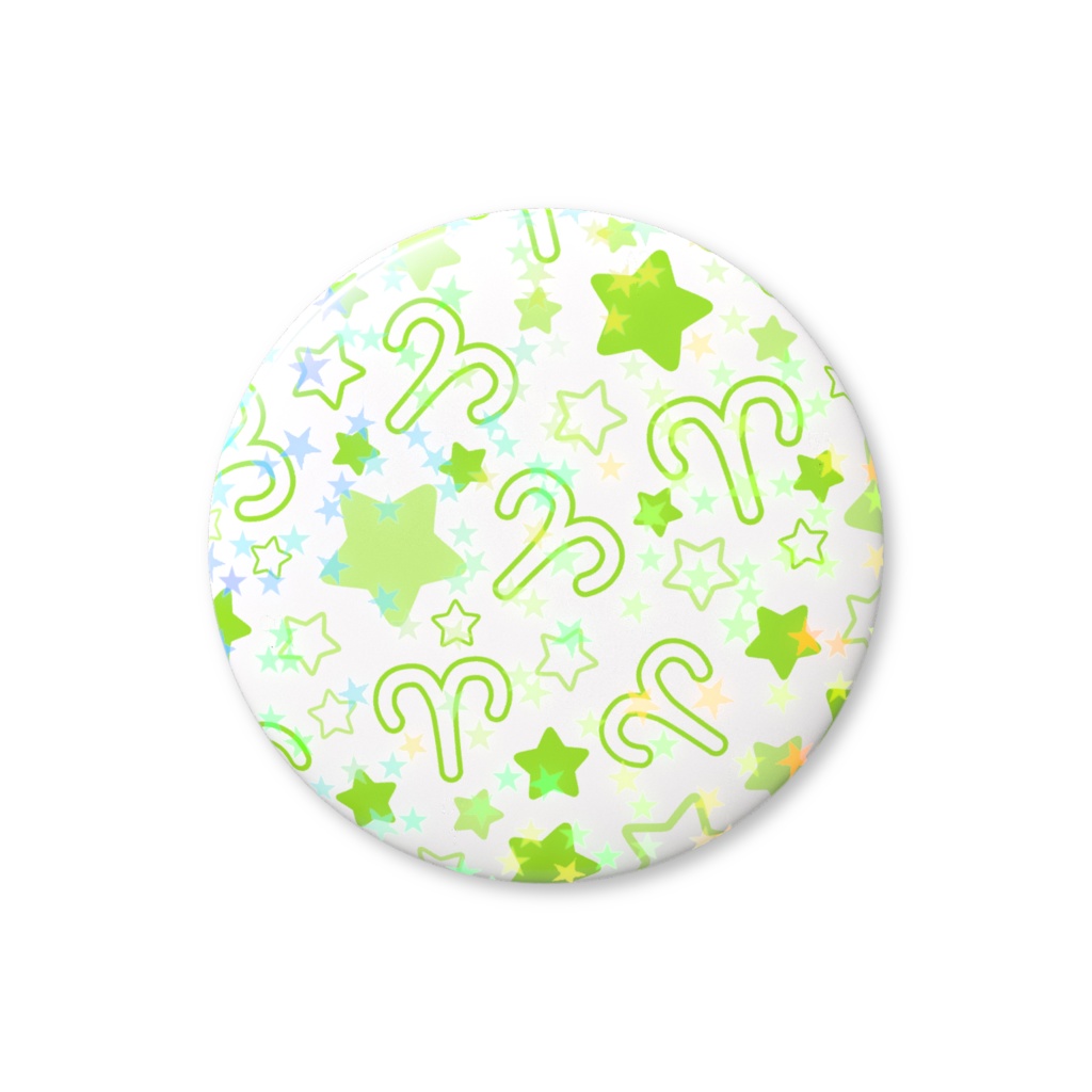 黄緑色のおひつじ座のホログラム缶バッジ