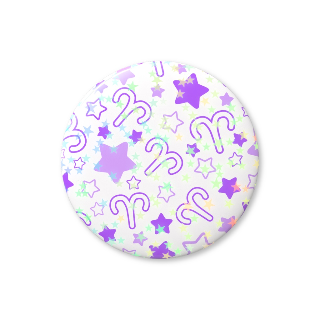 紫色のおひつじ座のホログラム缶バッジ