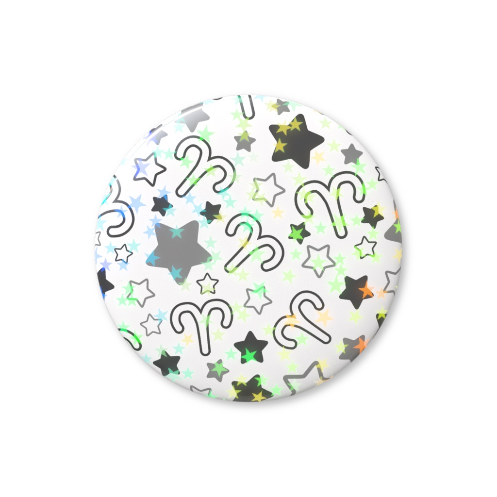 黒色のおひつじ座のホログラム缶バッジ