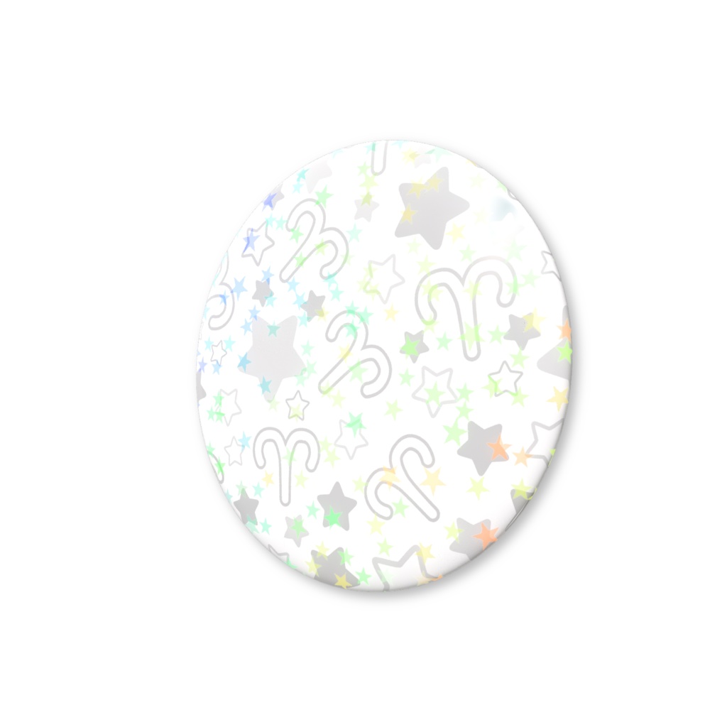 白色のおひつじ座のホログラム缶バッジ