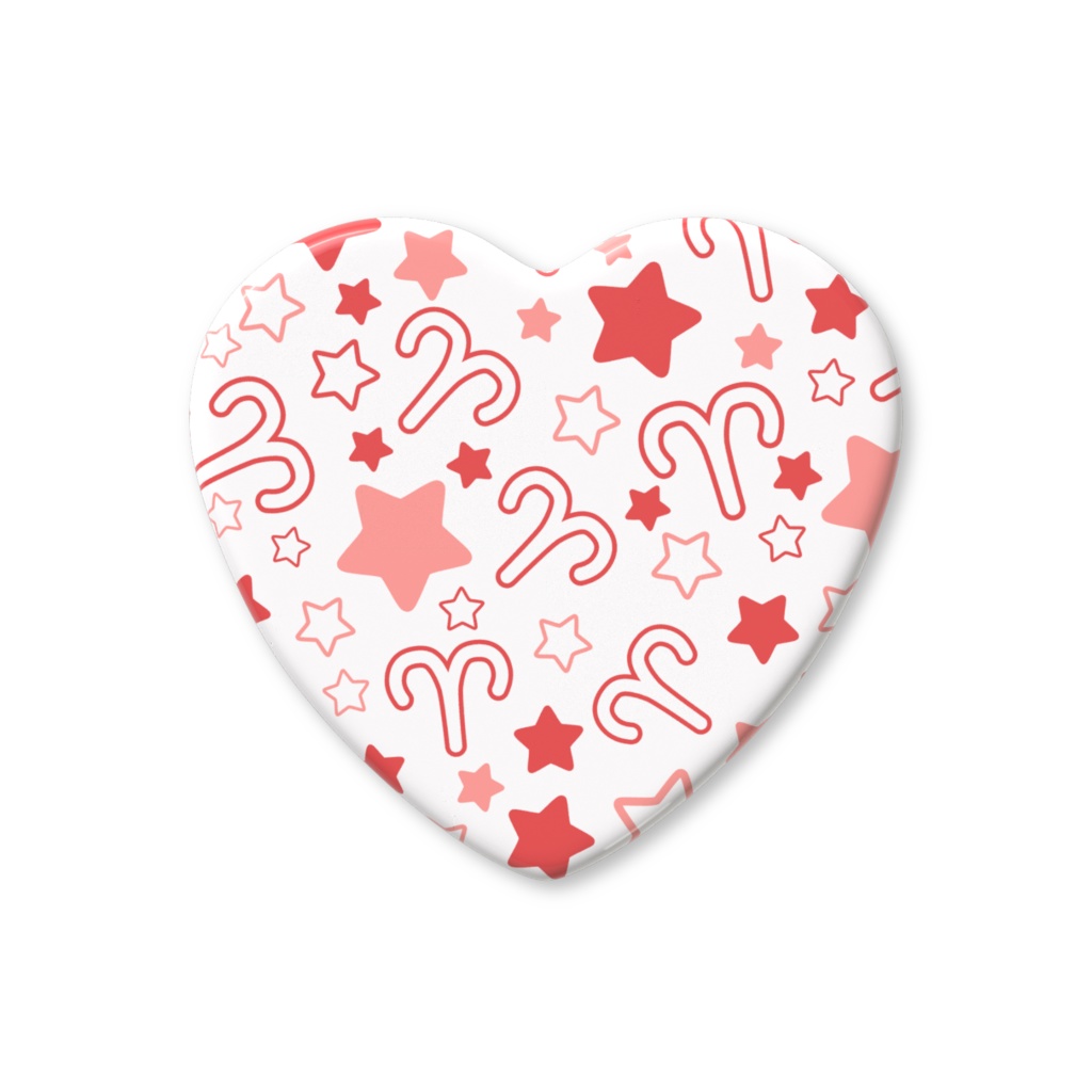 赤色のおひつじ座のハート缶バッジ