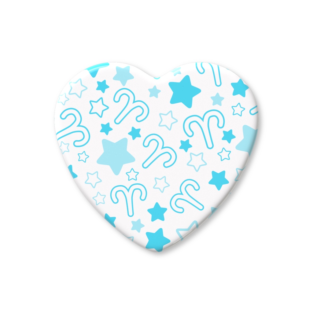 水色のおひつじ座のハート缶バッジ