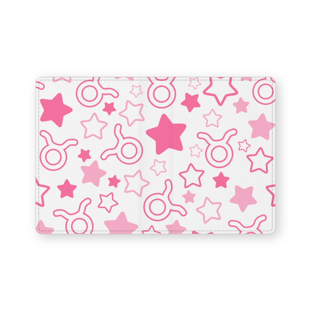 ピンク色のおうし座のレザー製名刺入れ