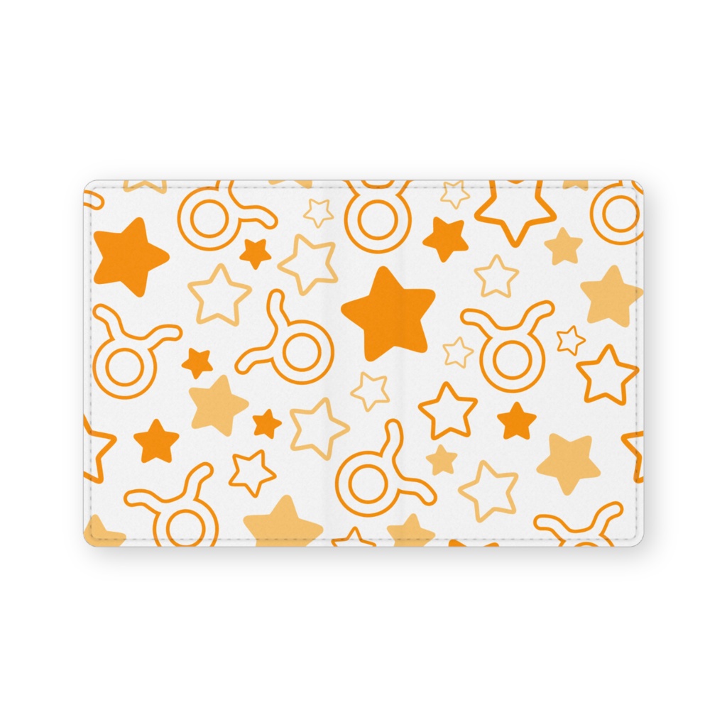 オレンジ色のおうし座のレザー製名刺入れ