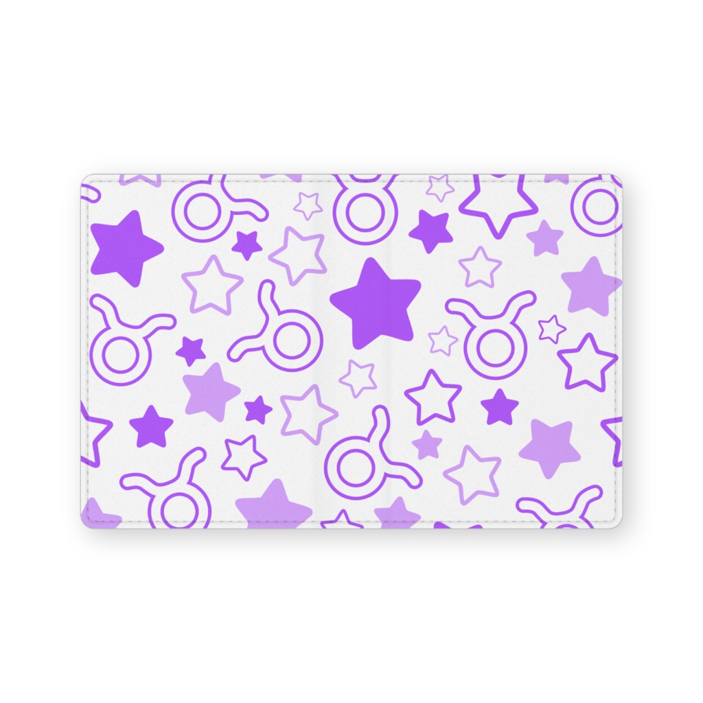 紫色のおうし座のレザー製名刺入れ