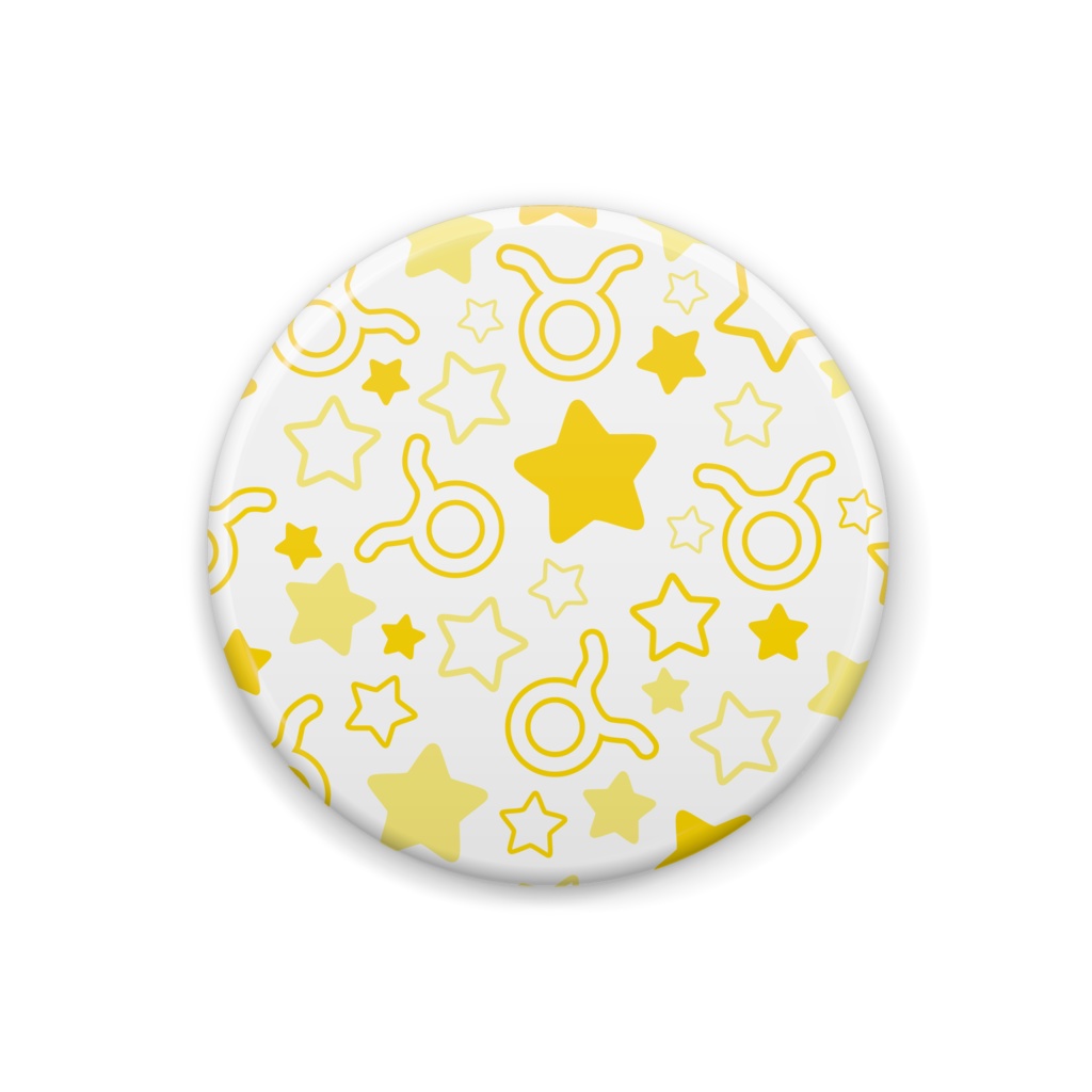 黄色のおうし座の缶バッジ