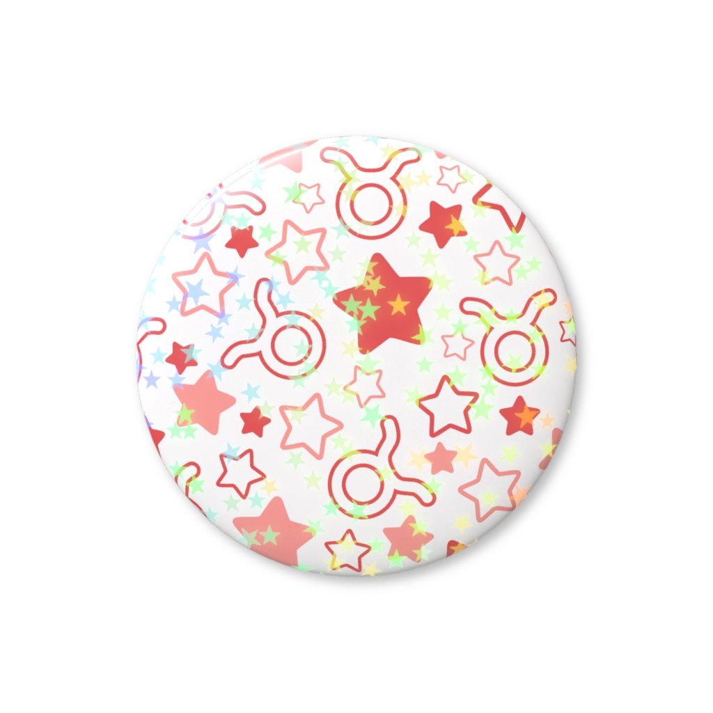 赤色のおうし座のホログラム缶バッジ