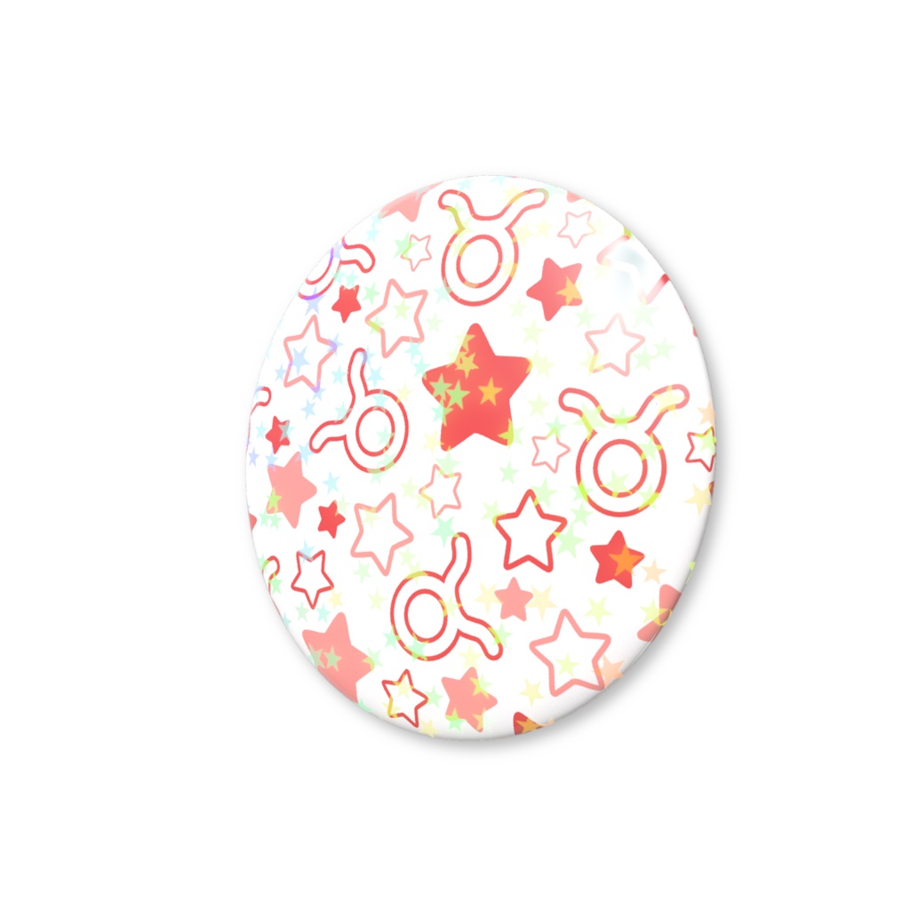 赤色のおうし座のホログラム缶バッジ