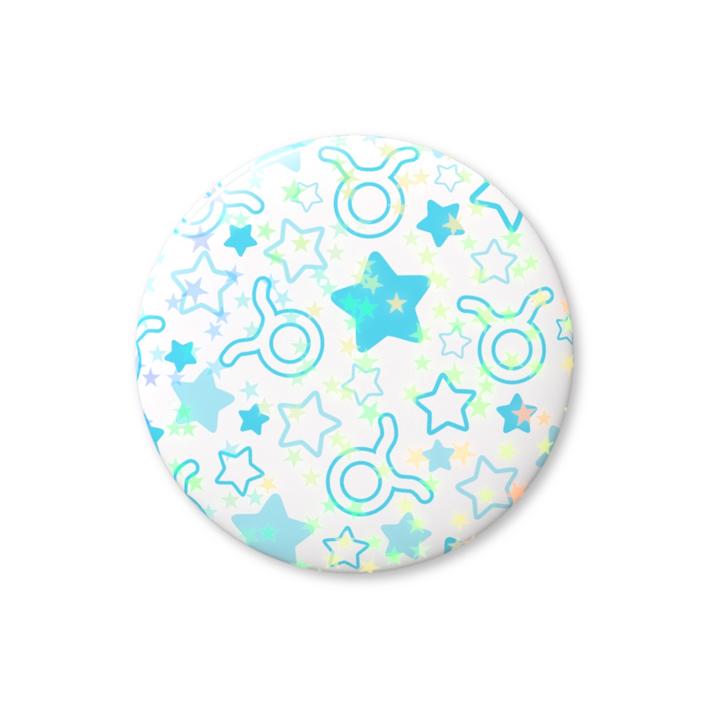 水色のおうし座のホログラム缶バッジ