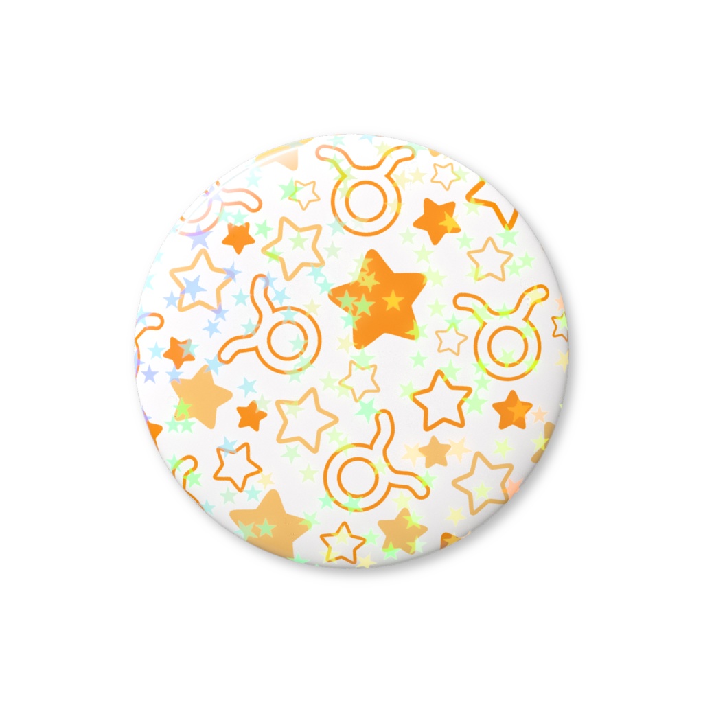 オレンジ色のおうし座のホログラム缶バッジ