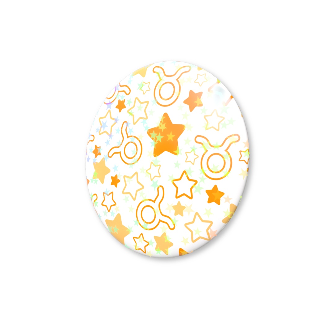 オレンジ色のおうし座のホログラム缶バッジ