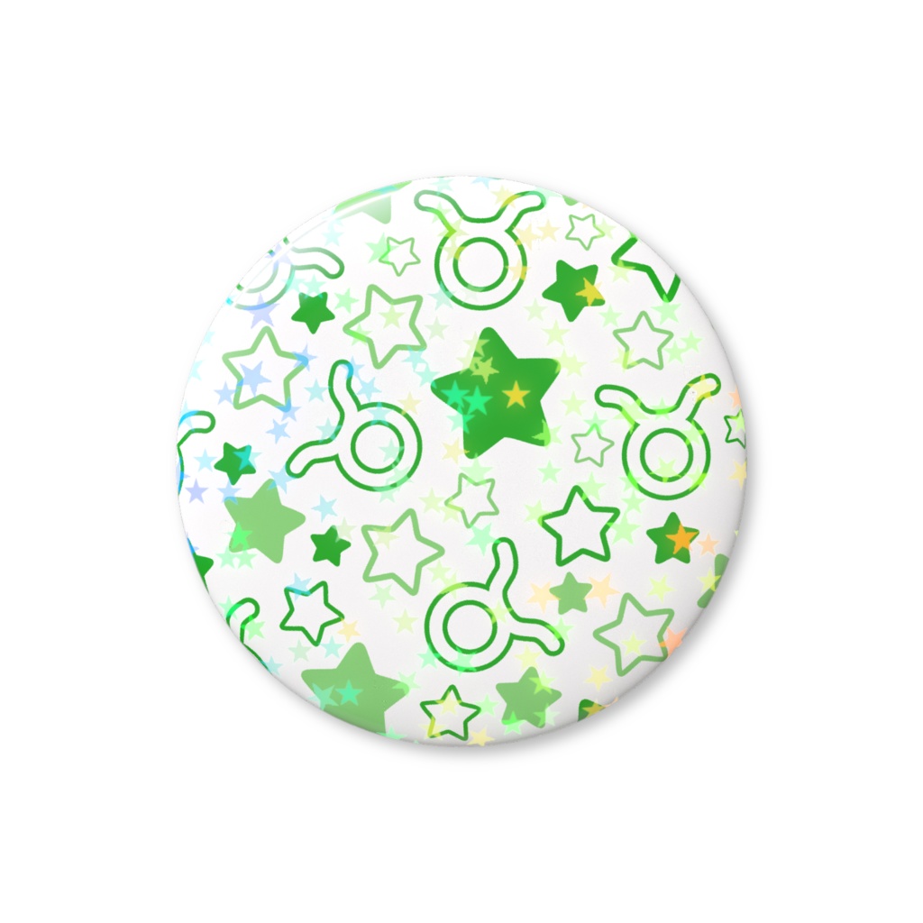 緑色のおうし座のホログラム缶バッジ