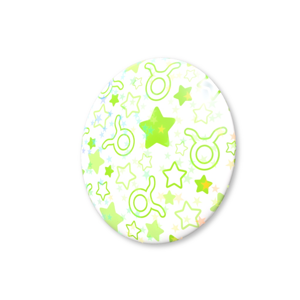 黄緑色のおうし座のホログラム缶バッジ