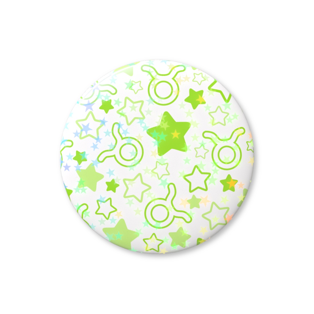 黄緑色のおうし座のホログラム缶バッジ