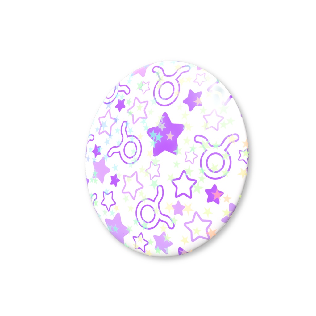 紫色のおうし座のホログラム缶バッジ