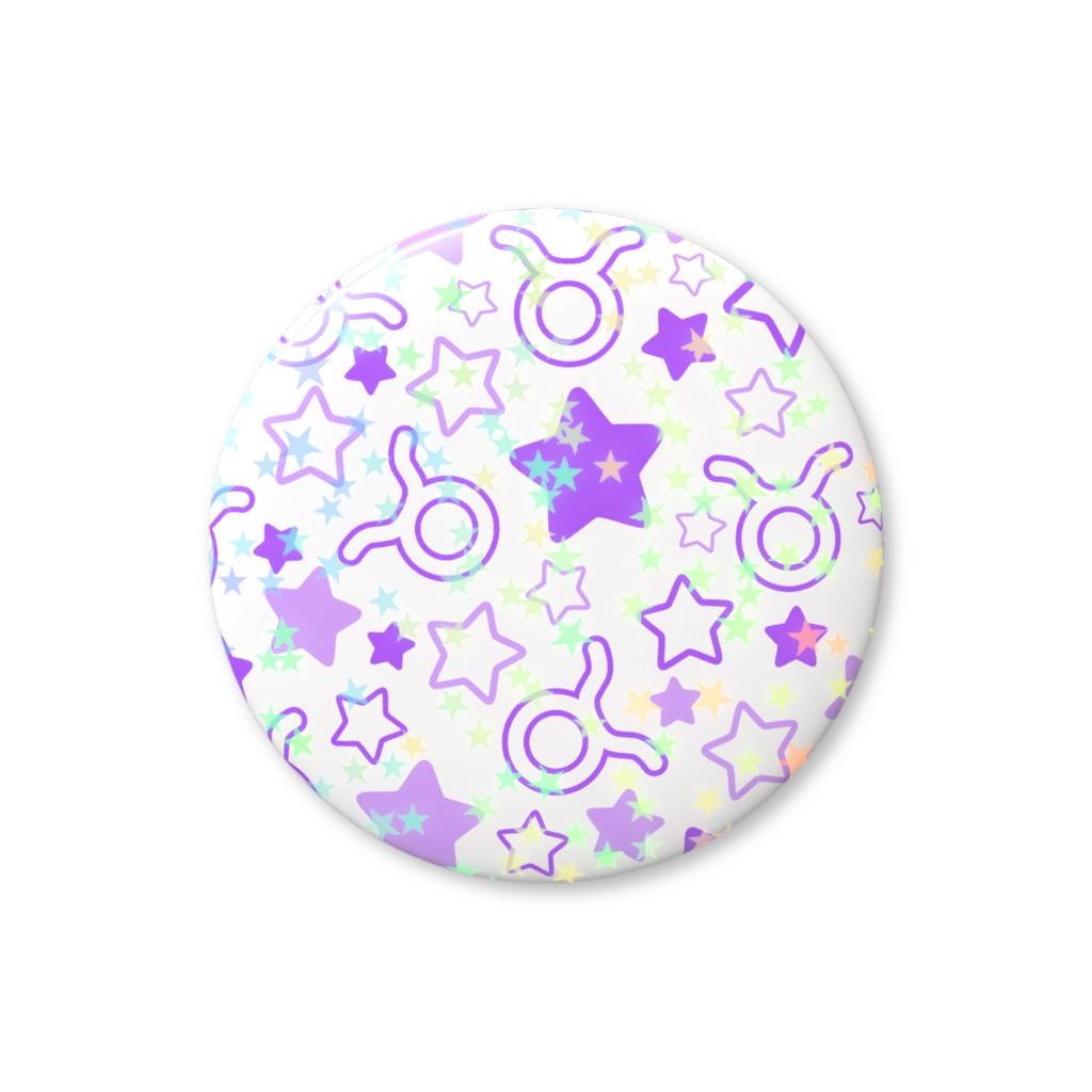 紫色のおうし座のホログラム缶バッジ