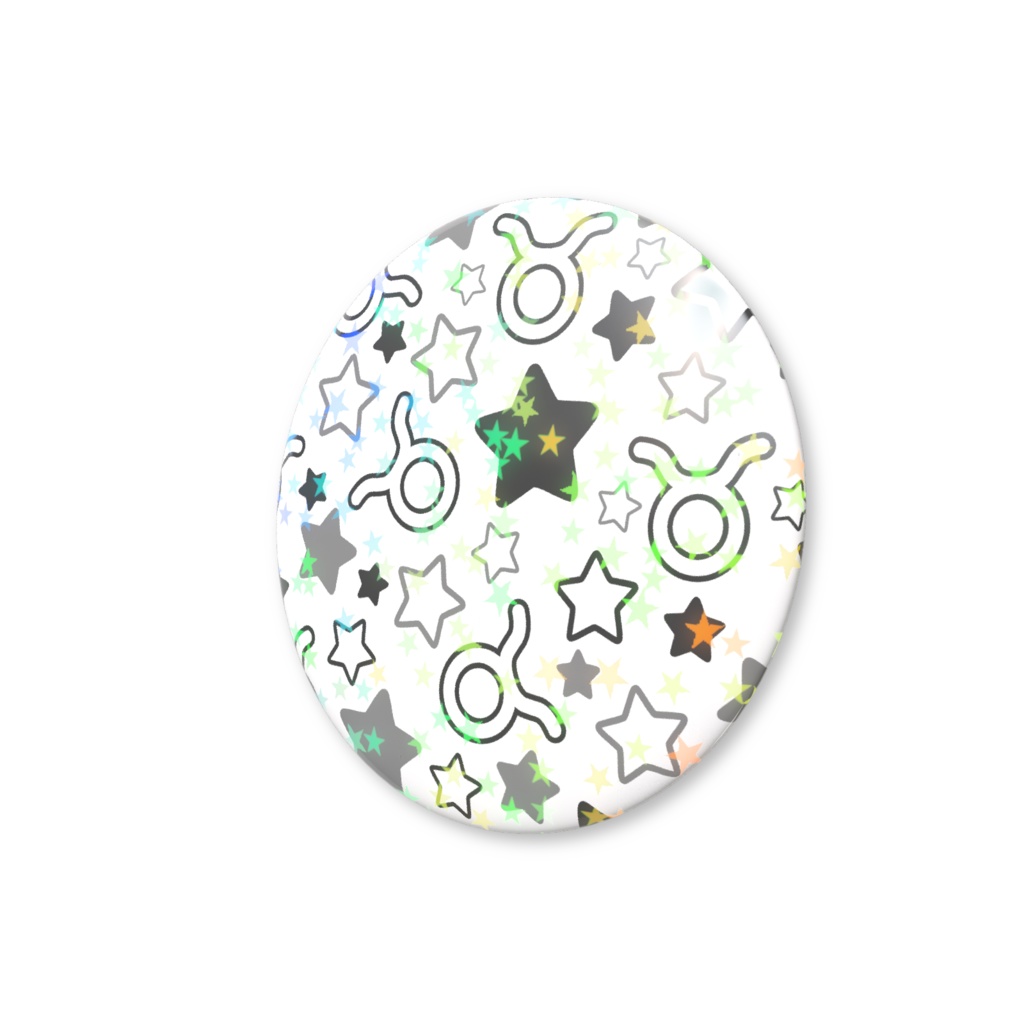 黒色のおうし座のホログラム缶バッジ