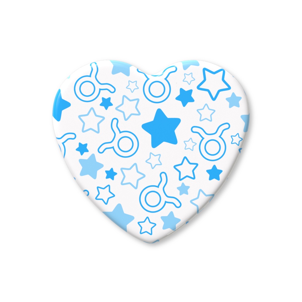 青色のおうし座のハート缶バッジ