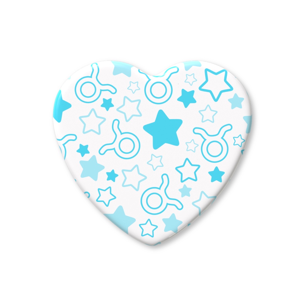 水色のおうし座のハート缶バッジ