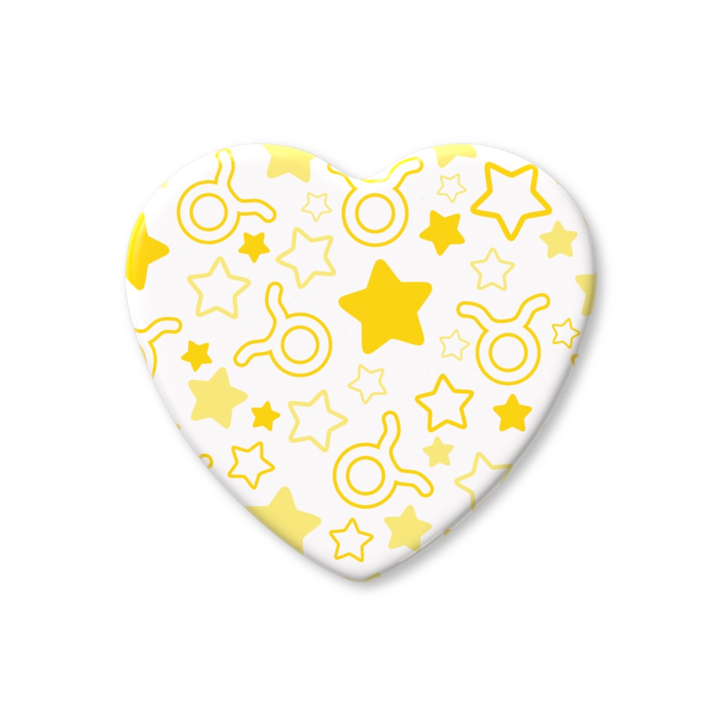 黄色のおうし座のハート缶バッジ