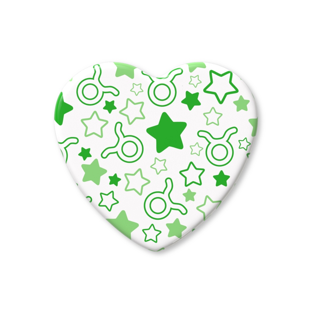 緑色のおうし座のハート缶バッジ
