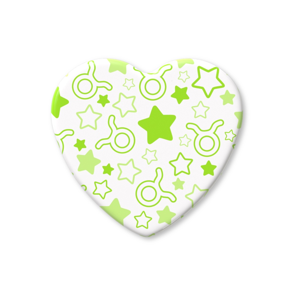 黄緑色のおうし座のハート缶バッジ