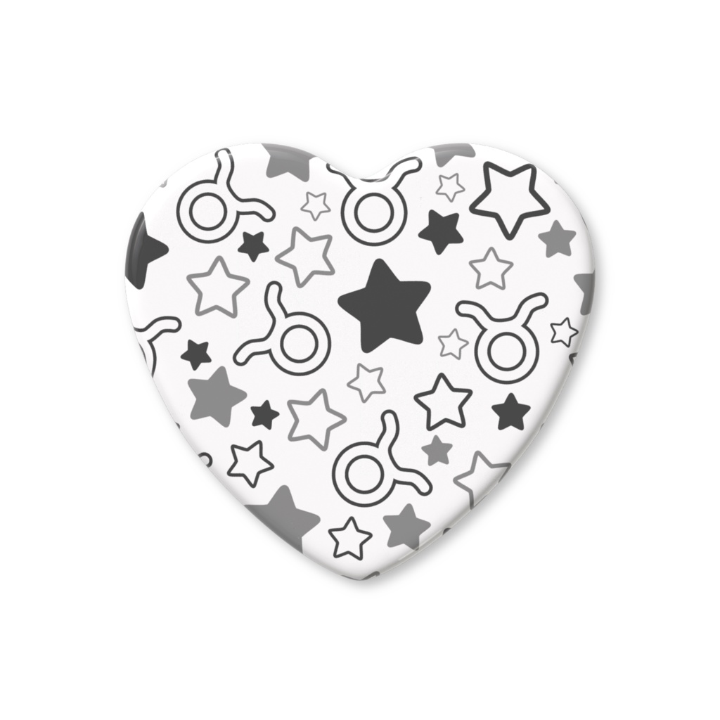 黒色のおうし座のハート缶バッジ