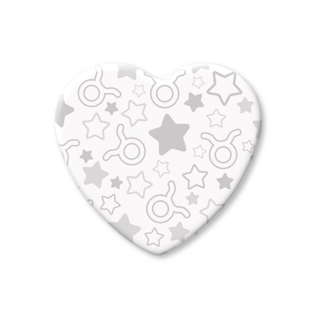 白色のおうし座のハート缶バッジ