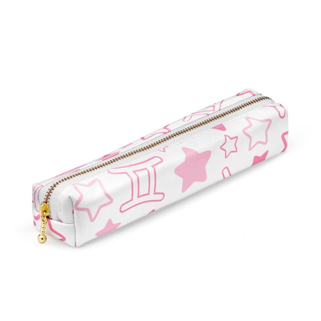 ピンク色のふたご座のペンケース