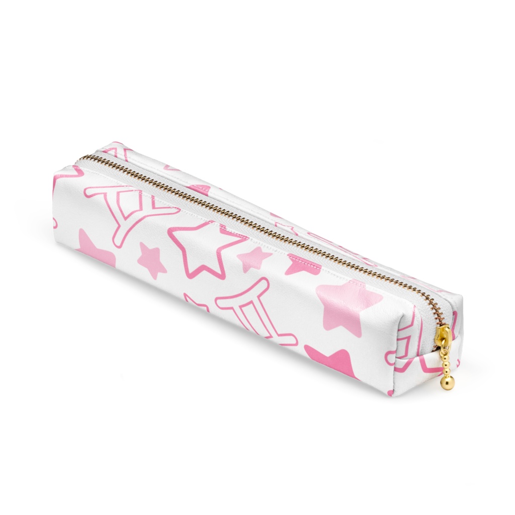 ピンク色のふたご座のペンケース