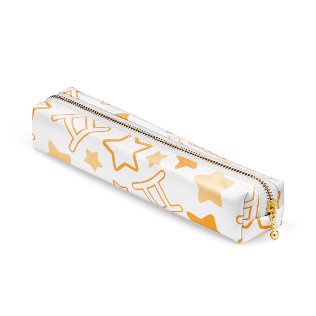 オレンジ色のふたご座のペンケース