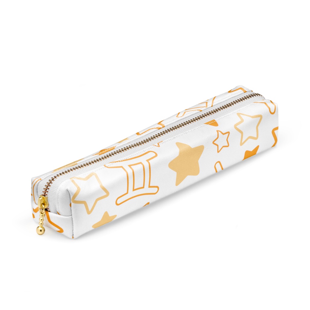 オレンジ色のふたご座のペンケース