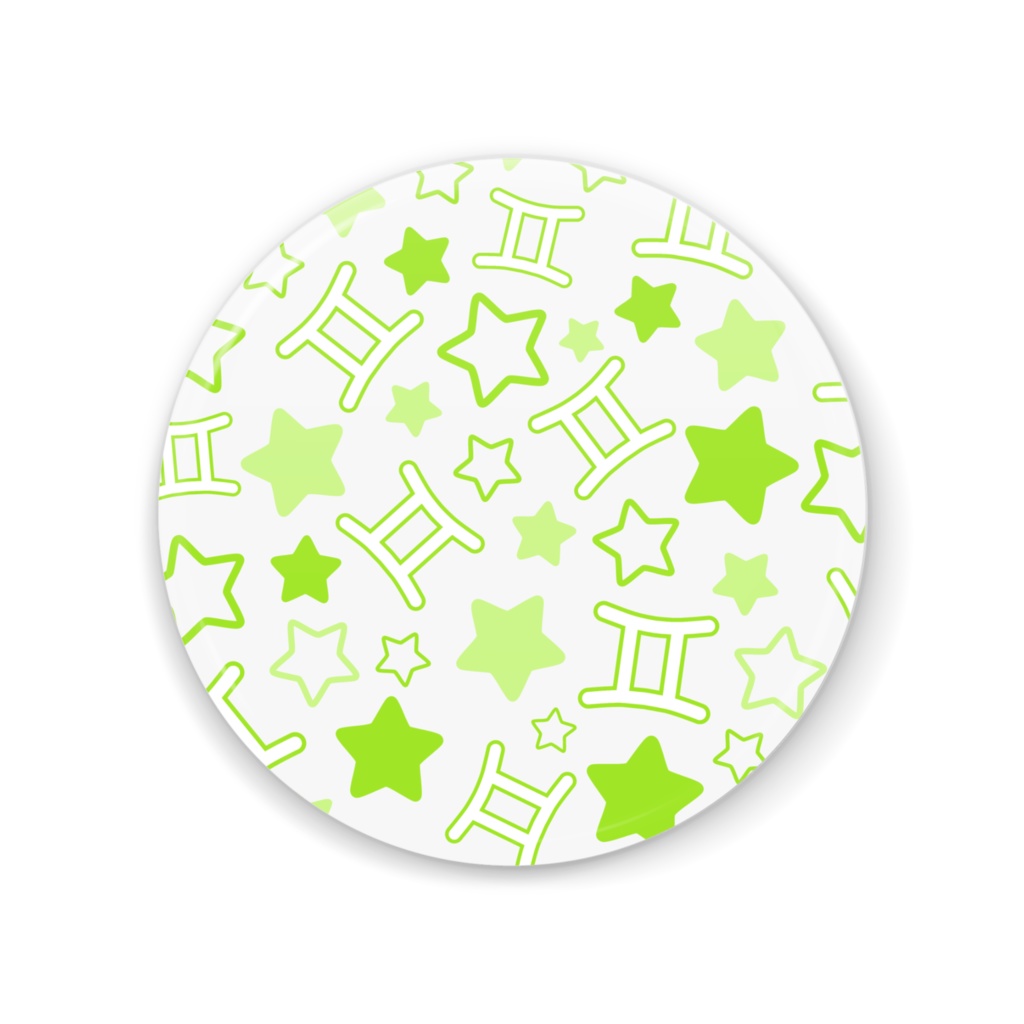 黄緑色のふたご座の缶ミラー