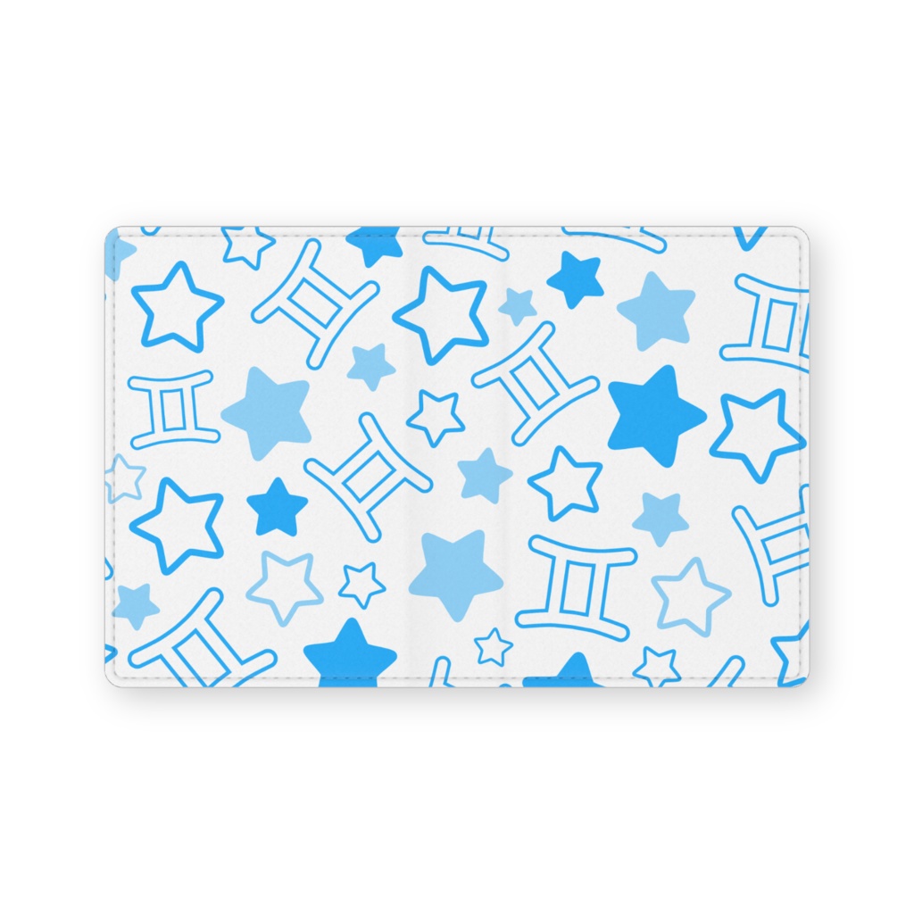 青色のふたご座のレザー製名刺入れ