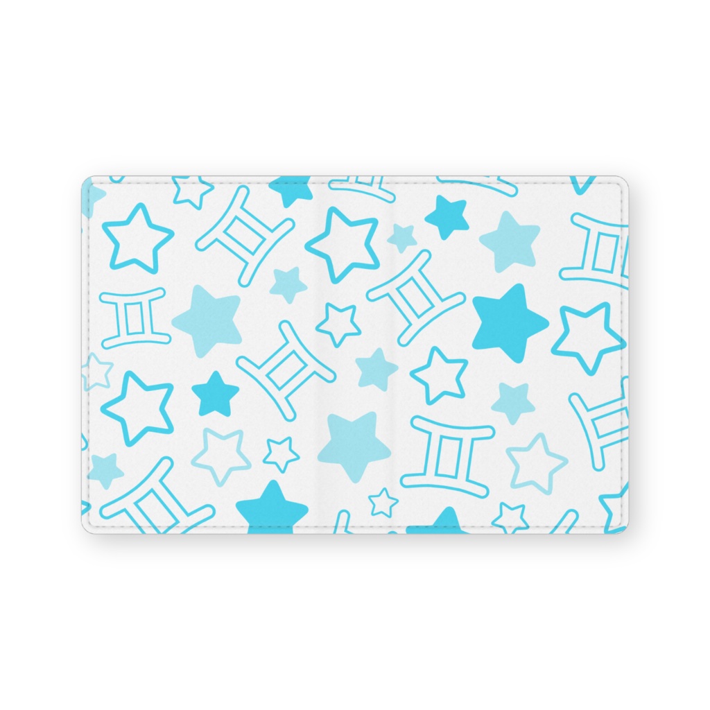 水色のふたご座のレザー製名刺入れ